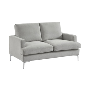 Canapé 2 places en tissu gris clair L 143 x P 90 x H 89cm - Hans