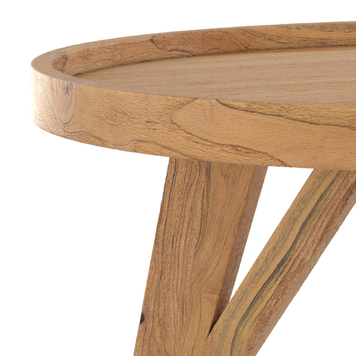 Table basse ronde en bois de teck recyclé D70 cm - Oly
