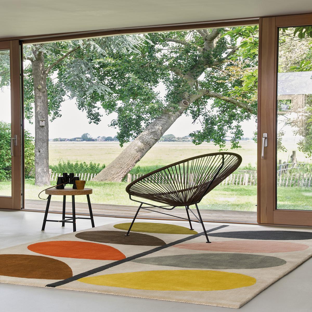 Tapis salon et chambre fait à la main en laine motif seventies YOZA