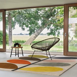 Tapis salon et chambre fait à la main en laine motif seventies YOZA