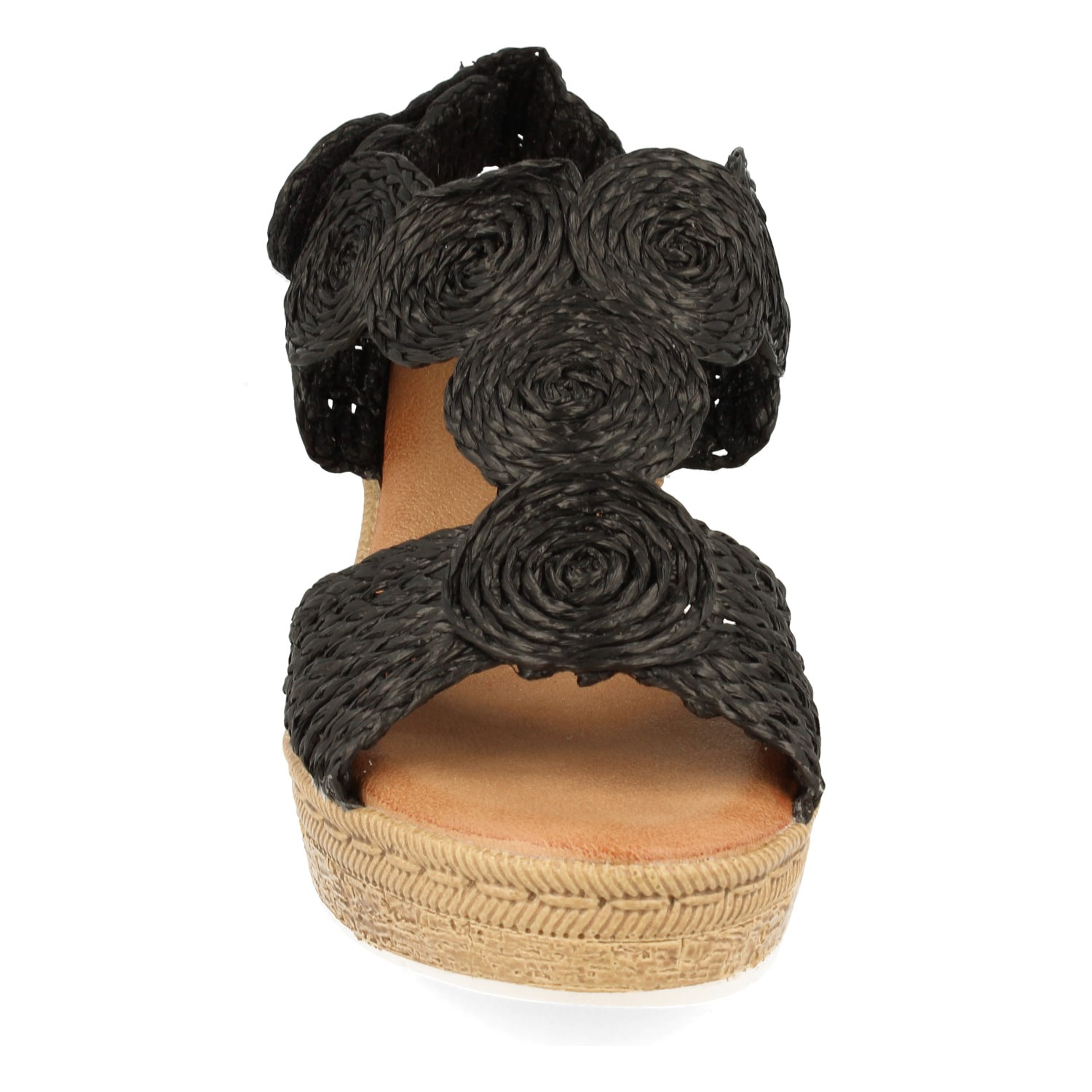 Sandalia de Cuña con Pala de Rafia y Cierre de cierre autoadherente