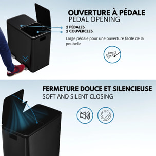 Poubelle de tri inox MAJOR 60L 2bacs