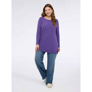 Fiorella Rubino - Maglia lunga con scollo a barchetta - Viola