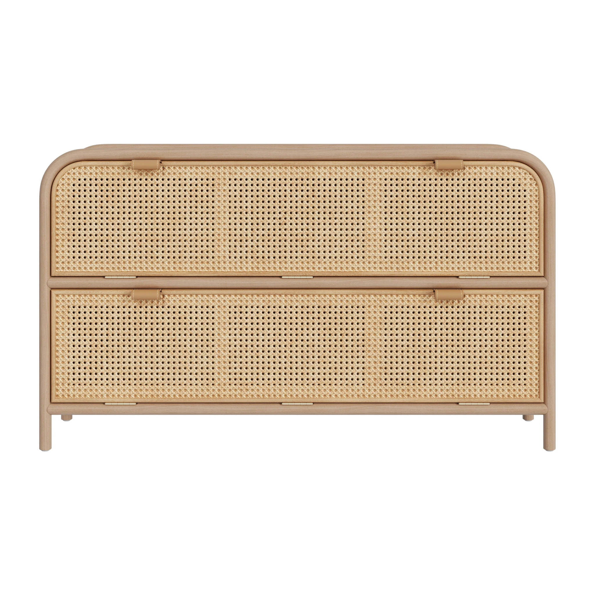 Commode en rotin et bois massif, 2 portes abattantes - Alata