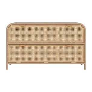 Commode en rotin et bois massif, 2 portes abattantes - Alata