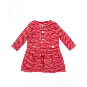 Vestido chanel rojo con detalles dorado