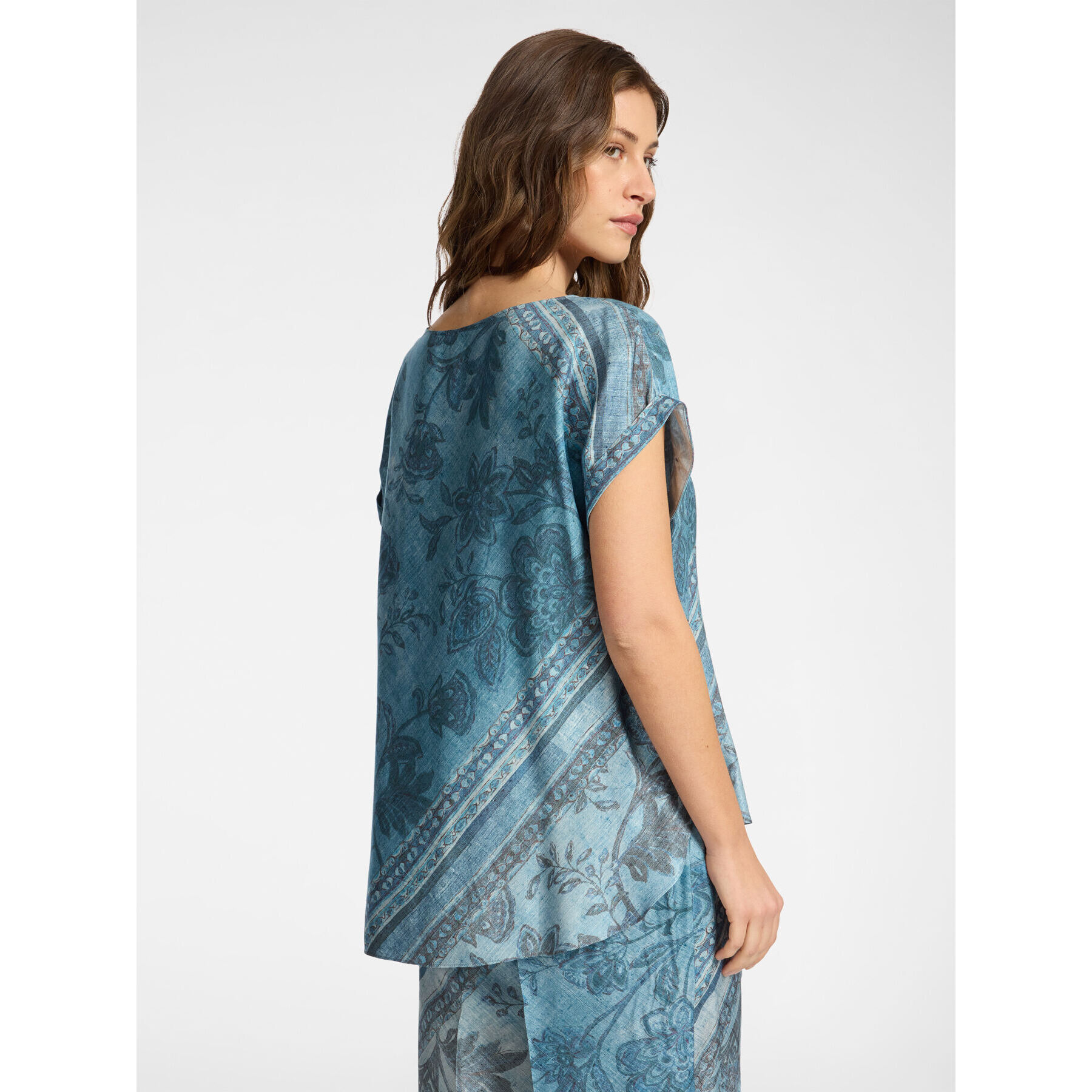 Elena Mirò - Blusa de satén de viscosa estampada - Azul