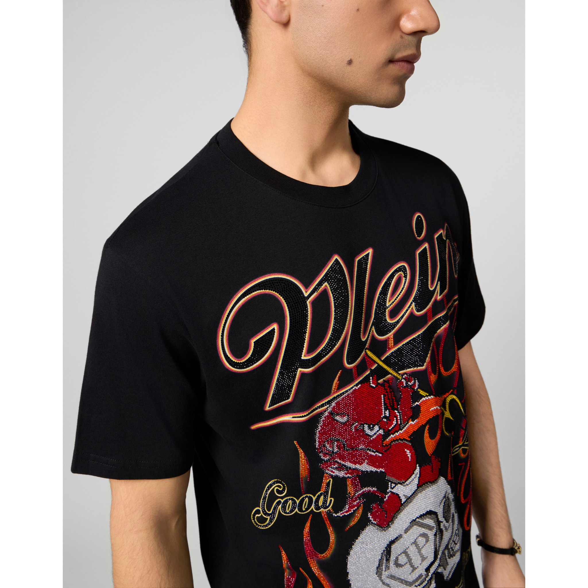 PHILIPP PLEIN Camiseta de cuello redondo y manga corta CRYSTAL