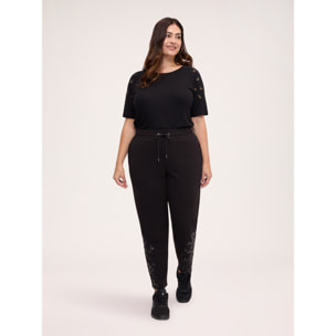 Fiorella Rubino - T-shirt con applicazioni animalier - Nero