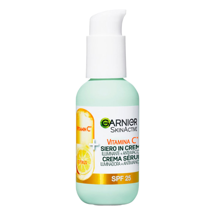 Siero Viso in Crema SPF 25 Illuminante Anti-Macchie Uniformante Idratante SkinActive Vitamina C a Lunga Tenuta - Flacone da 50ml