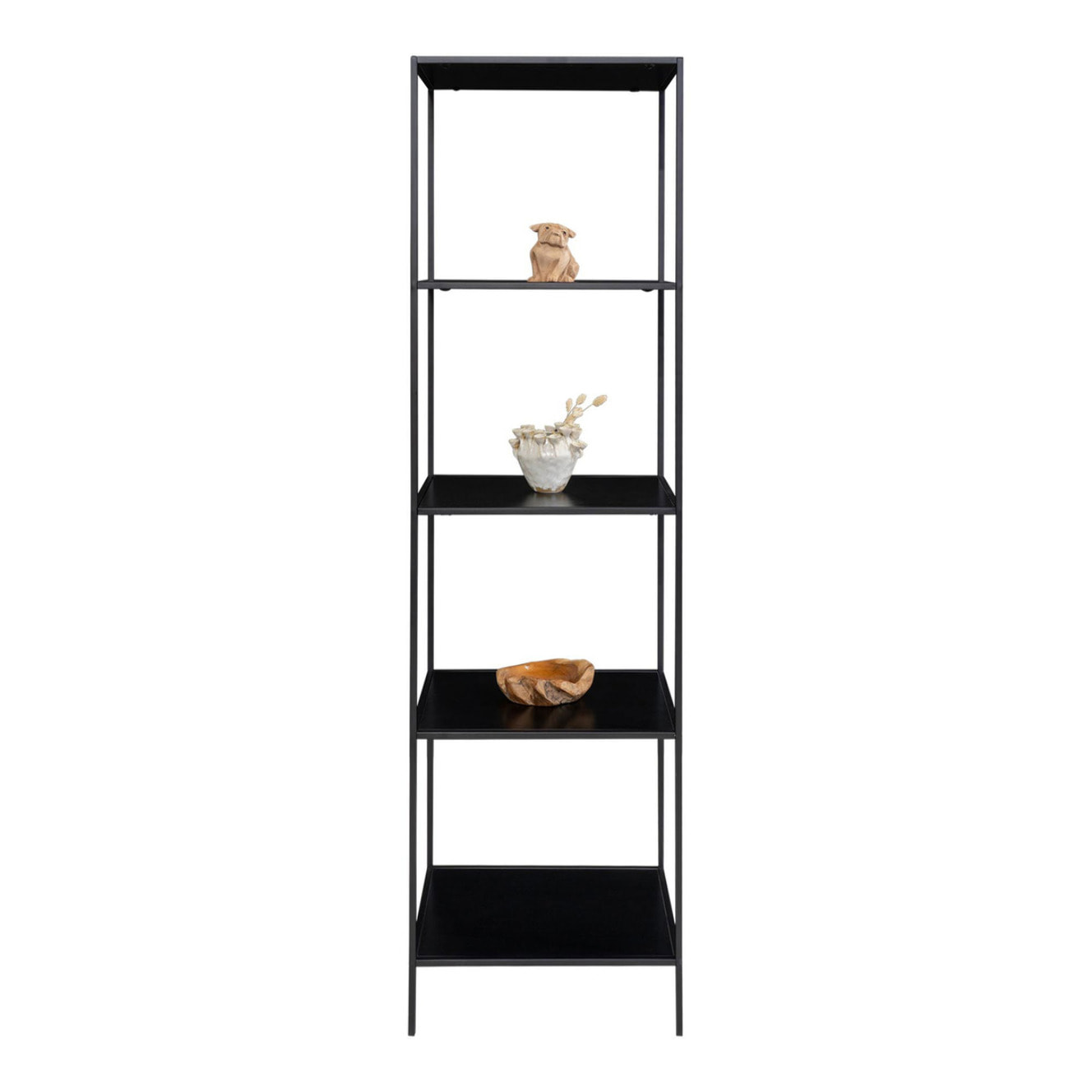 Libreria Vita a 5 ripiani in nero con struttura in acciaio, 51×36×170 cm
