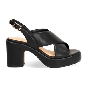 Sandalias negras con tacón de 8 cm