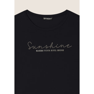 T-shirt maniche a kimono con stampa fantasia sui fianchi