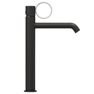 Mitigeur lavabo haut Vivienne noir mat avec bague chromée brossée