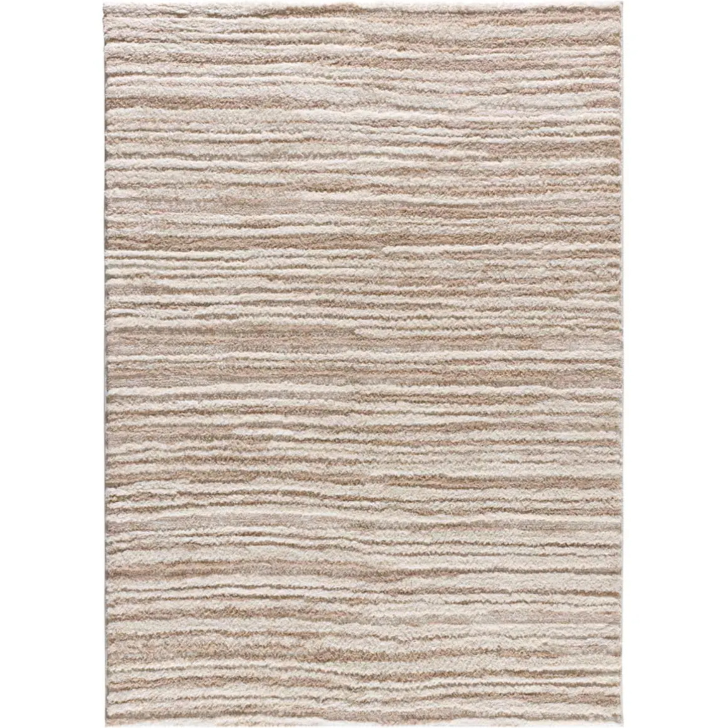 LIMA Alfombra shaggy estilo escandinavo con relieve beige, varias medidas disponibles