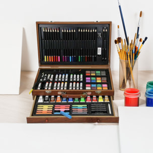 Set de arte de pintura en caja de madera con 112 piezas 37,5x8x23,5cm