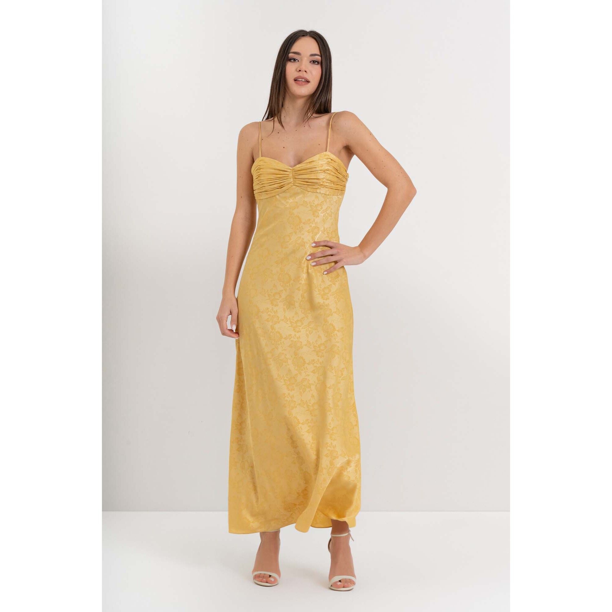Kocca - Abito lungo con spalline sottili in jacquard floreale Donna