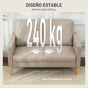 Sofá de 2 Plazas, Tapizado en Microfibra, Sofá Moderno con Patas de Madera, Reposabrazos, para Salón, Dormitorio, Oficina, Sala de Estar, 130x78x85 cm, Crema