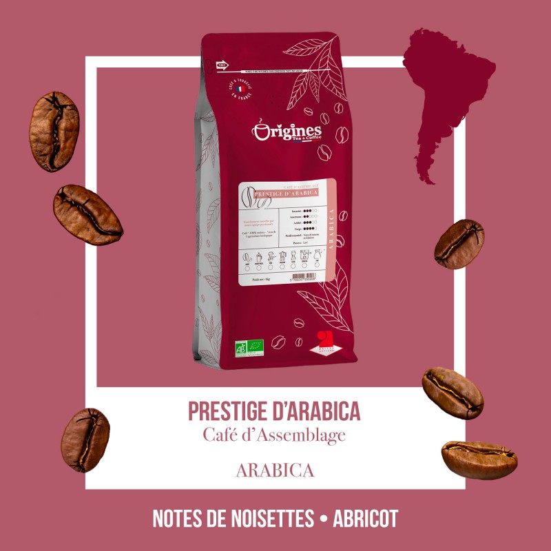 Café Bio - Prestige d'Arabica - Blend Pur Arabica - Grain 1kg