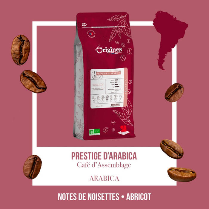 Café Bio - Prestige d'Arabica - Blend Pur Arabica - Grain 1kg