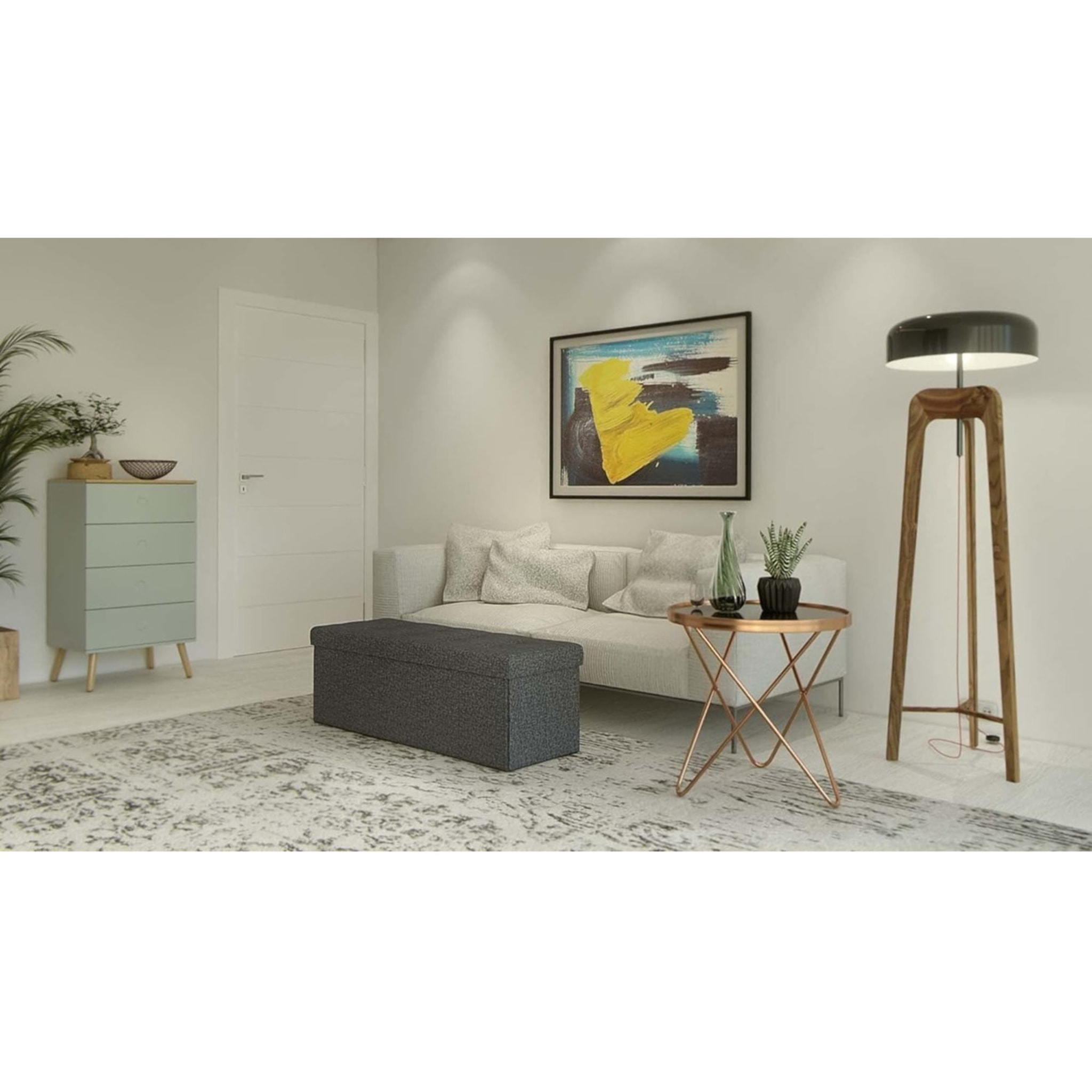 Panca contenitore pieghevole in tessuto grigio scuro