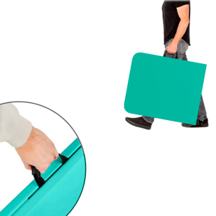 Tavolo Tavolino Pieghevole In Dura Resina Set Birreria Facile Trasporto Con Maniglie Per Giardino Campeggio Terrazzo Fiere 180x74x74 cm Verde Tiffany