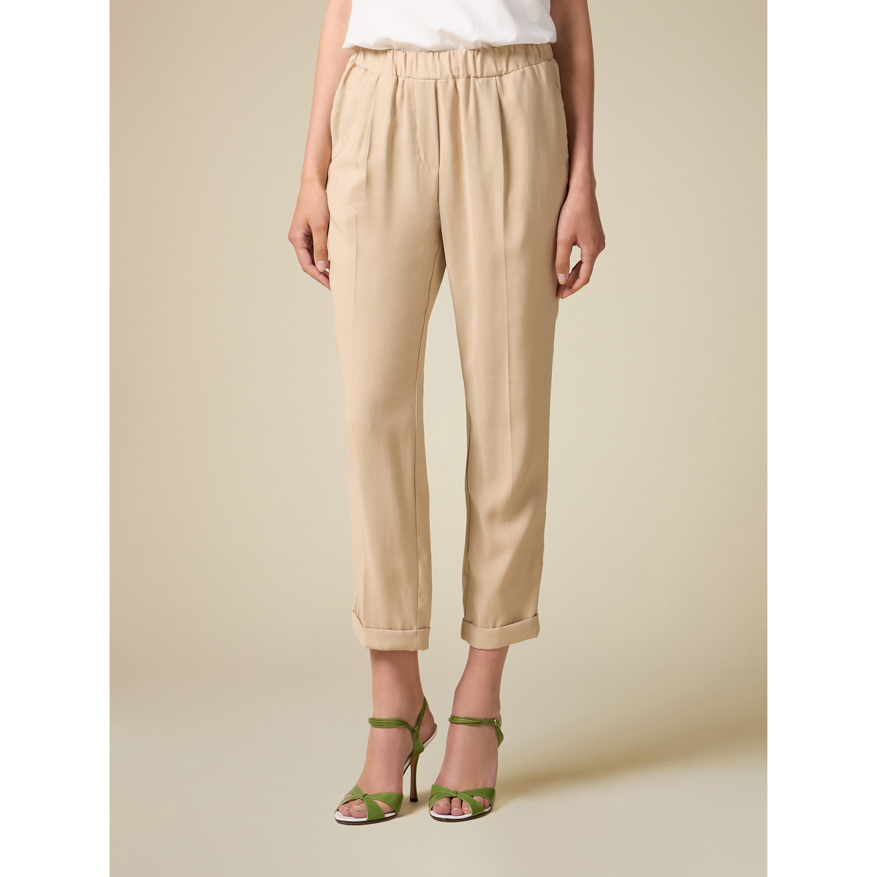 Oltre - Pantaloni in twill di viscosa - Beige