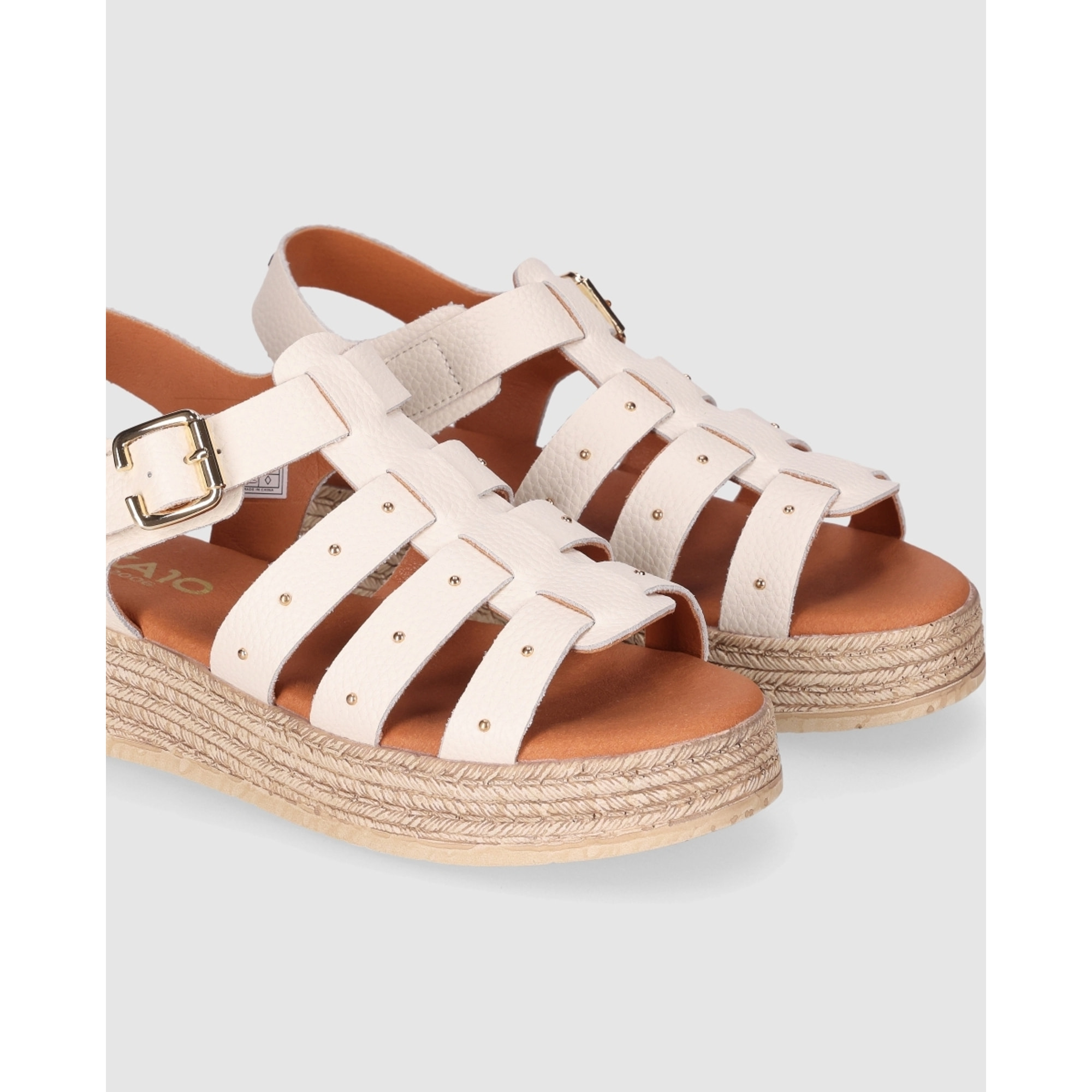 Sandalias de Serraje - Blanco - Tacón: 5 cm