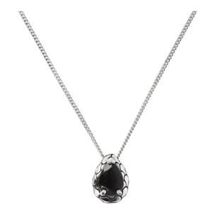 Collana con Catena Ritorta e Pendente a Goccia in Pietra Naturale Spinello Nero