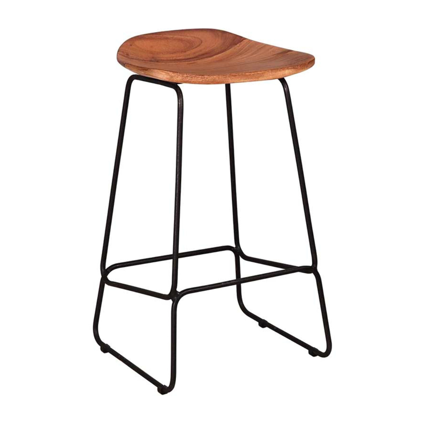 Djoda - lot de 4 tabourets de bar - bois massif d'acacia - Noir / Bois