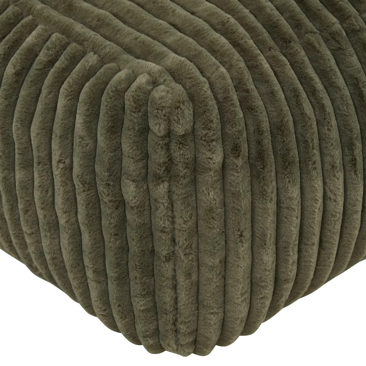 Pouf Muzi rectangulaire côtelé 61x78cm vert