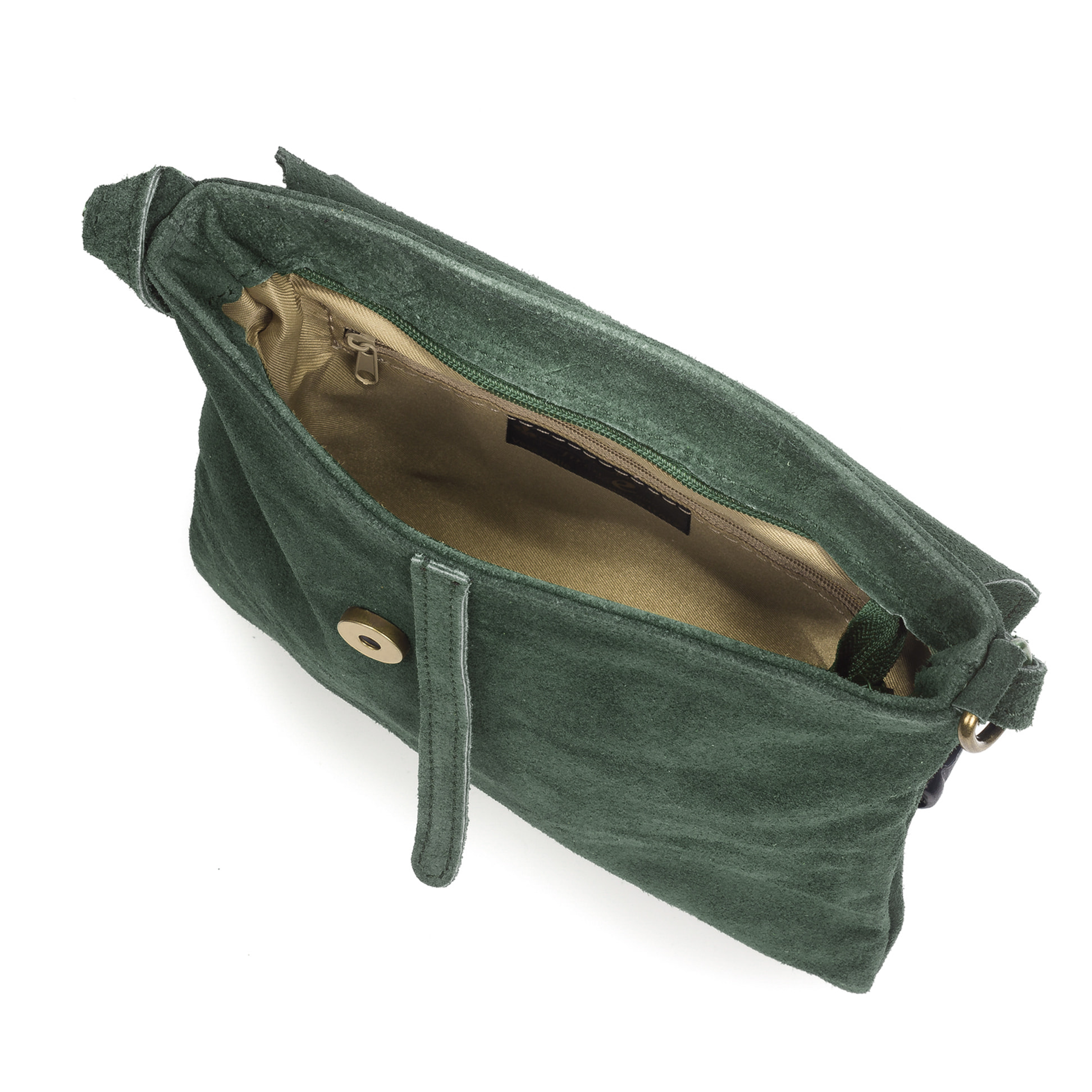 FIRENZE ARTEGIANI Borsa a Spalla da Donna Ulfa Vera Pelle Scamosciata Made in Italy 24x2x24 Cm. Colore: verde smeraldo