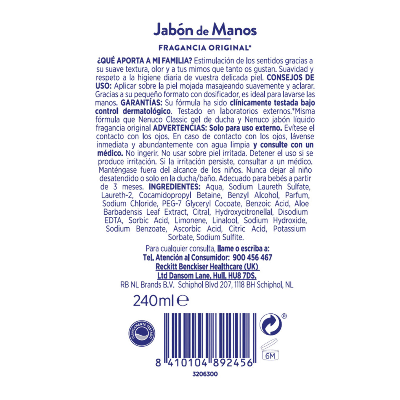 Nenuco Classic Jabón de Manos - Fragancia Original Nenuco, Pack 2x 240ml