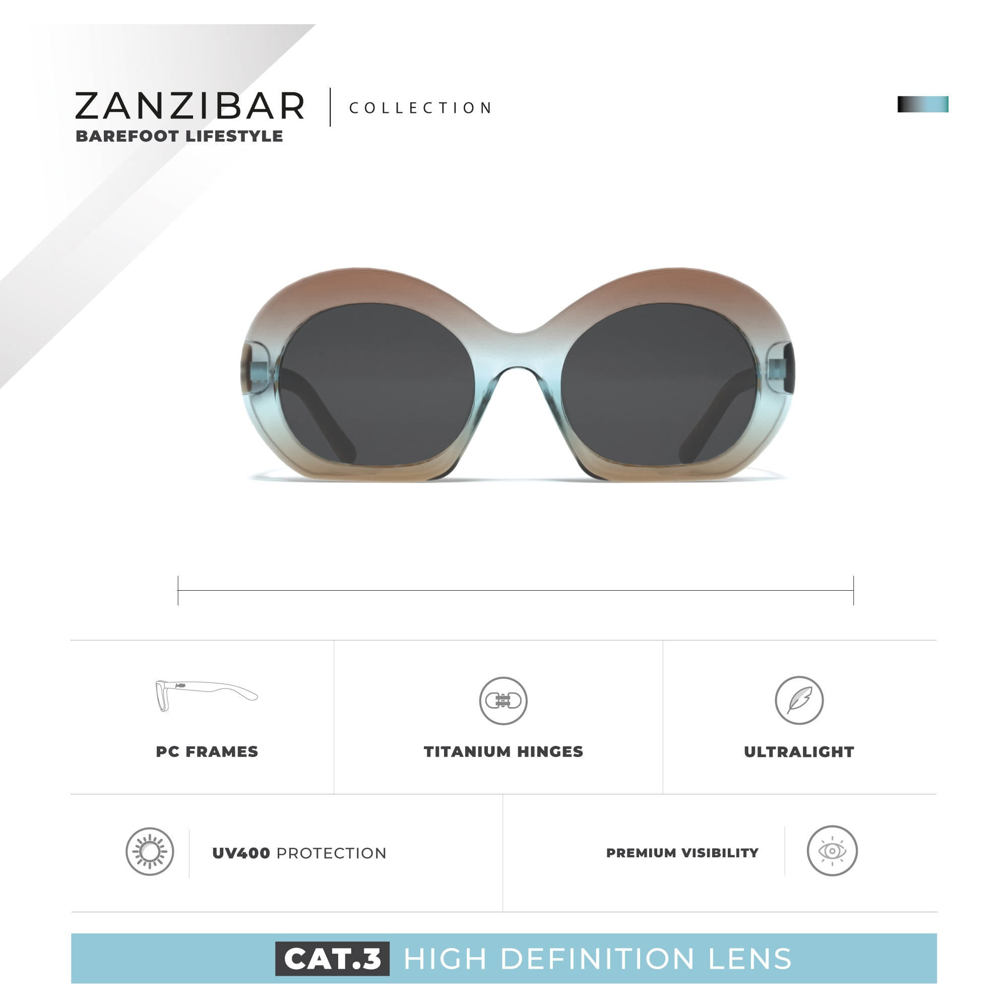 Gafas de Sol Zanzibar Marron Hanukeii para hombre y mujer