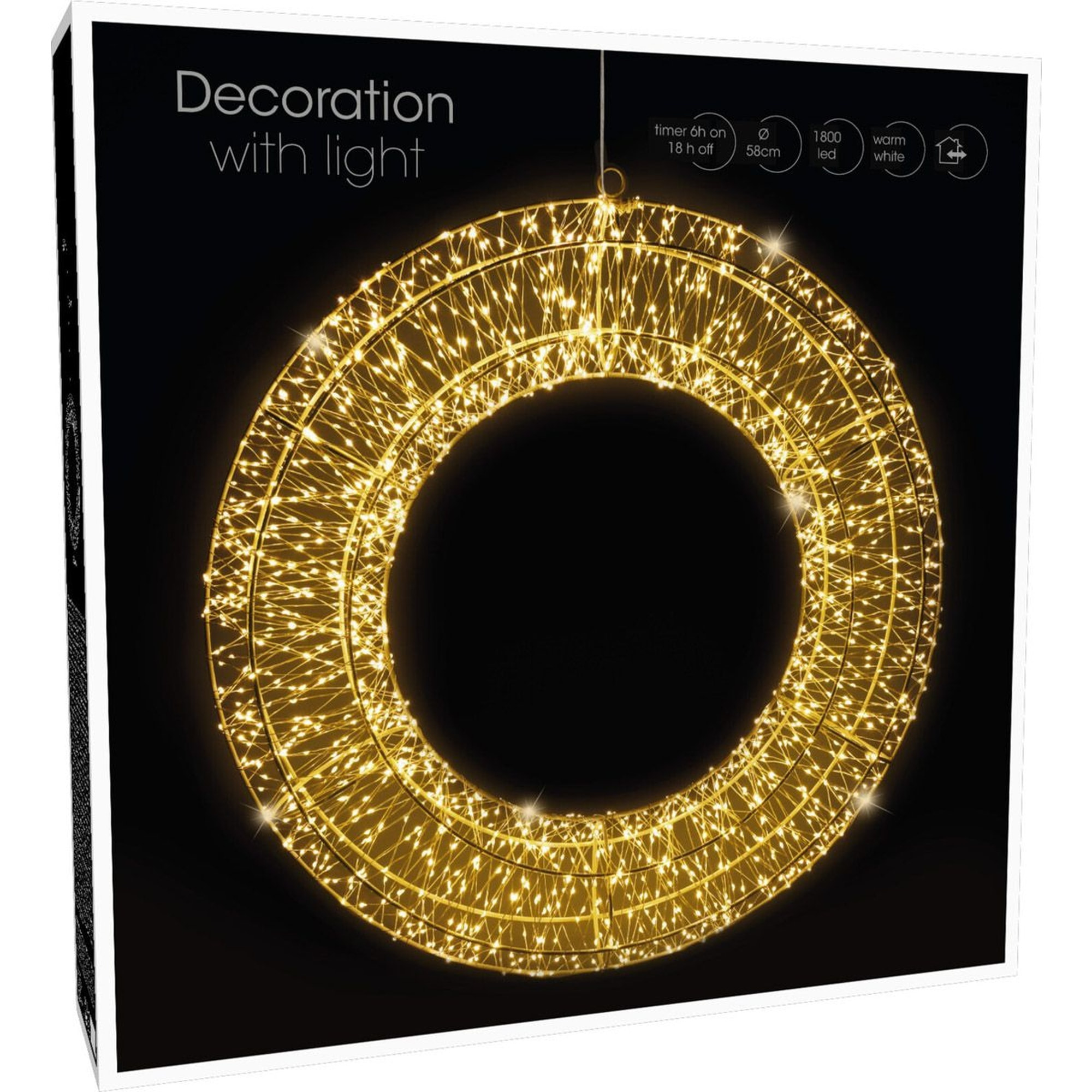 anillo metálico luminoso con 1800 micro led blanco cálido 58x13x58cm