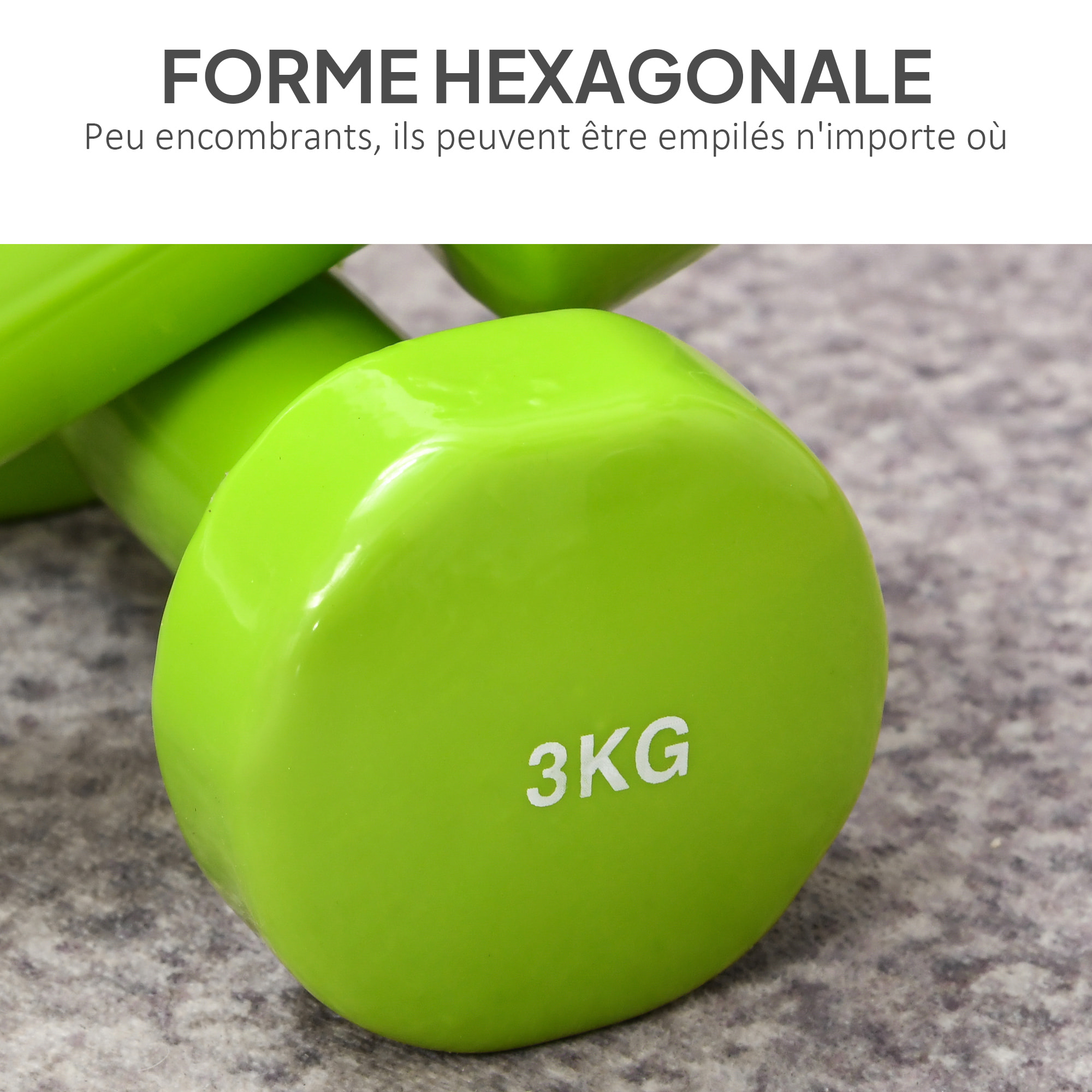 Ensemble d'haltères hexagonales total 20 Kg 8 pièces 1-4 Kg acier PU multicolore
