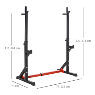 Soporte Ajustable para Barras de Pesas Estante Soporte Multifuncional para Ejercicios en Hogar y Oficina Carga 150 kg Altura Regulable de 121-171 cm Negro y Rojo