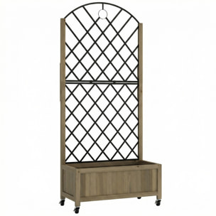 Jardinière mobile treillis haut acier noir bois traité carbonisation