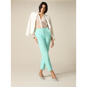 Oltre - Pantalones regulares de tejido crepé - Green Water