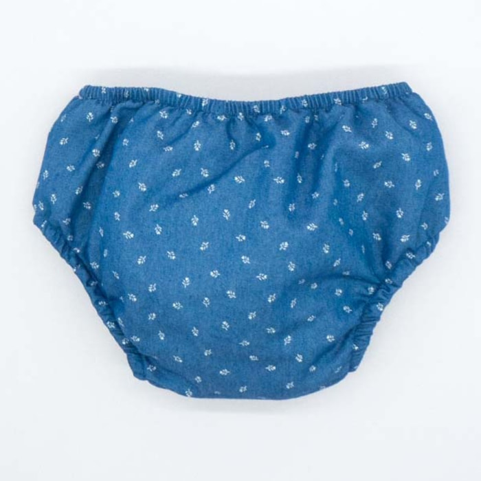 CUBREPAÑAL DENIM FLORES BLANCAS
