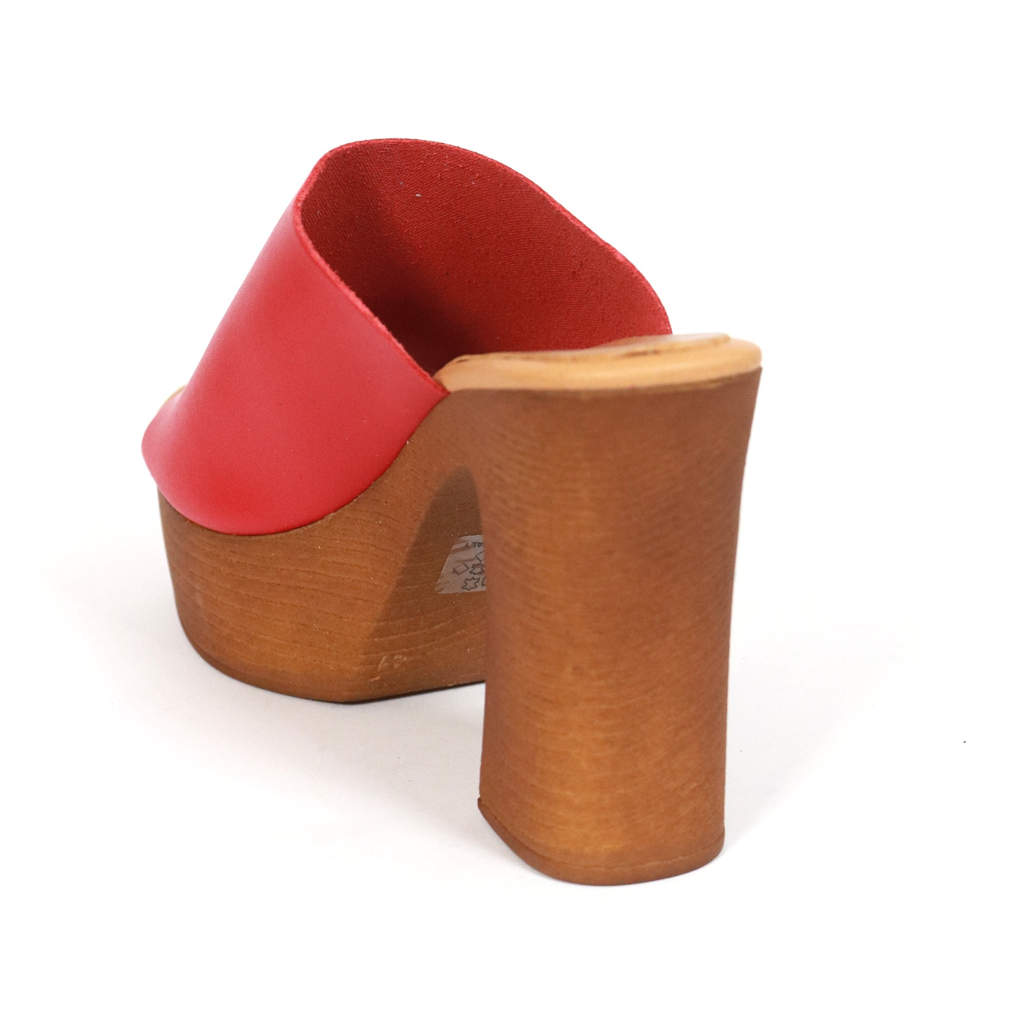 MULE TACCO WOOD CHOCOLA' ROSSO