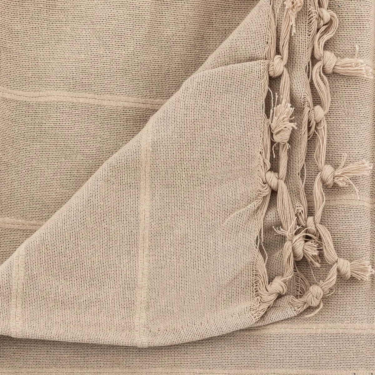 Jeté de lit "Anjali" en coton beige 160x220cm