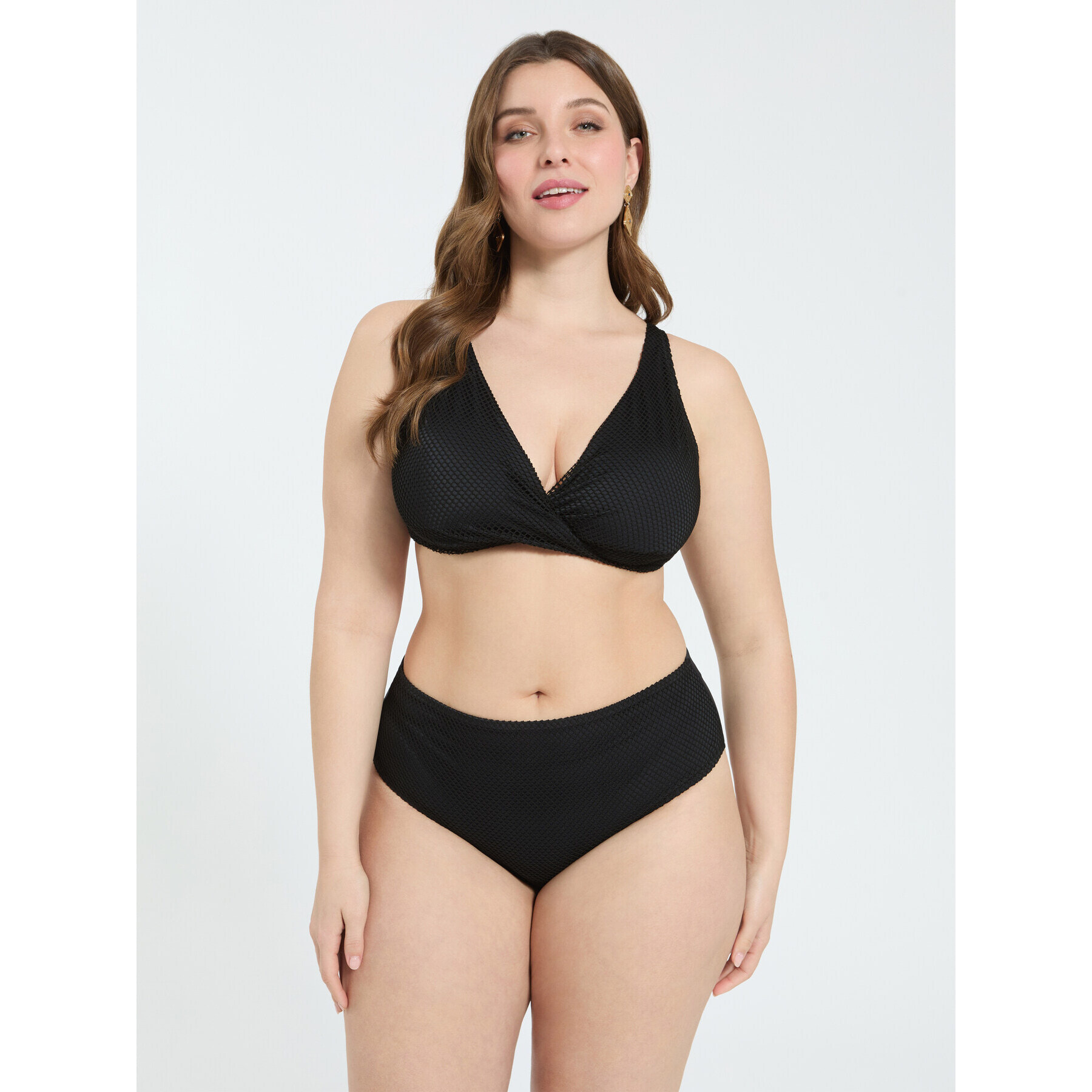 Fiorella Rubino - Bikini de red con escote cruzado - Negro