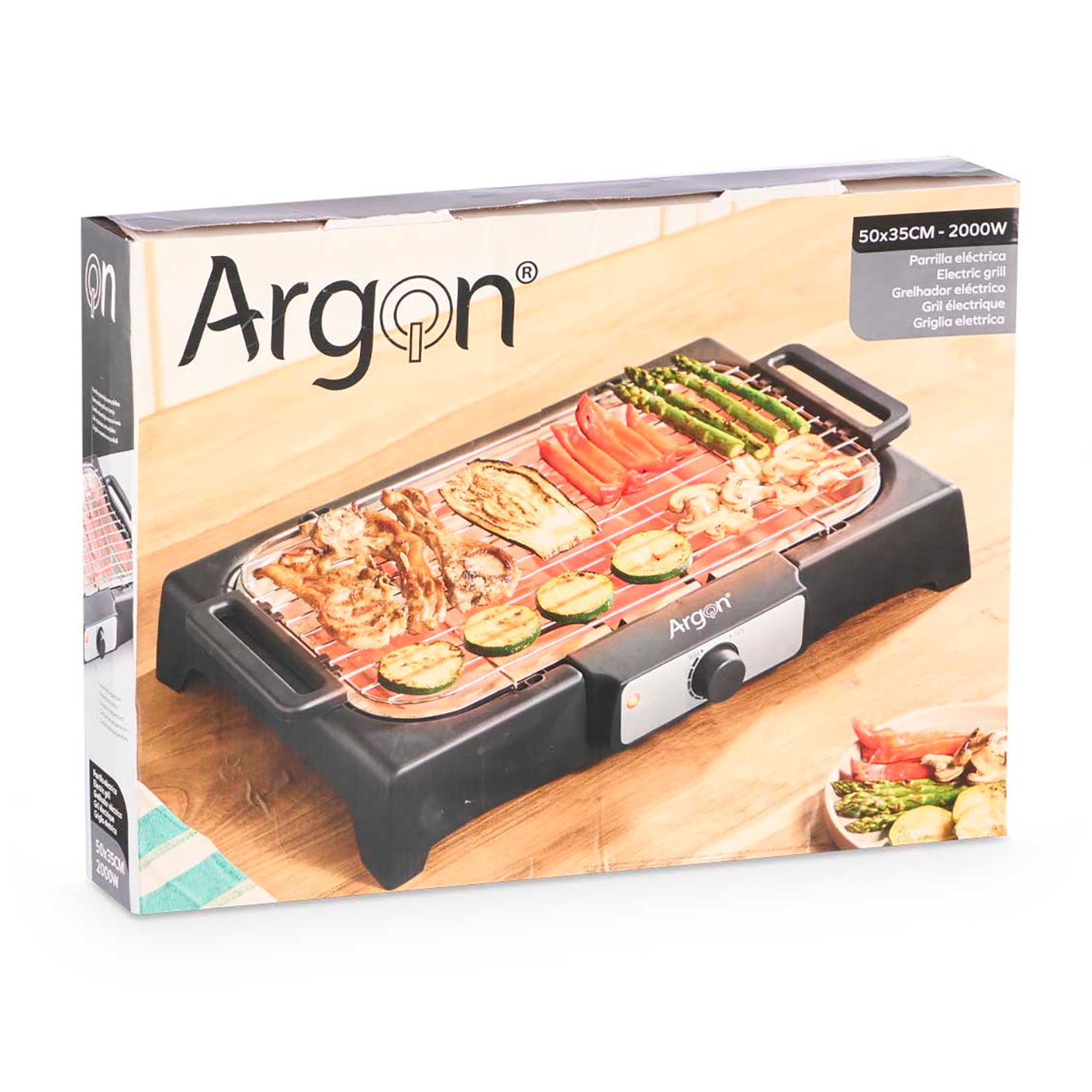 Griglia elettrica con termostato regolabile. 2000W di potenza. 41x24 cm