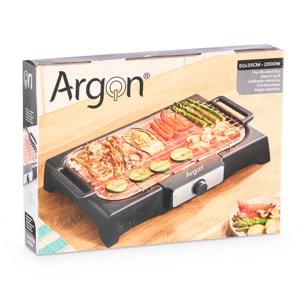 Griglia elettrica con termostato regolabile. 2000W di potenza. 41x24 cm