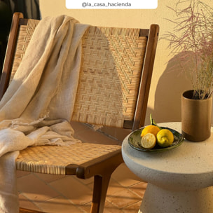 Fauteuil en bois de teck et tressage chevron en rotin - Kilka