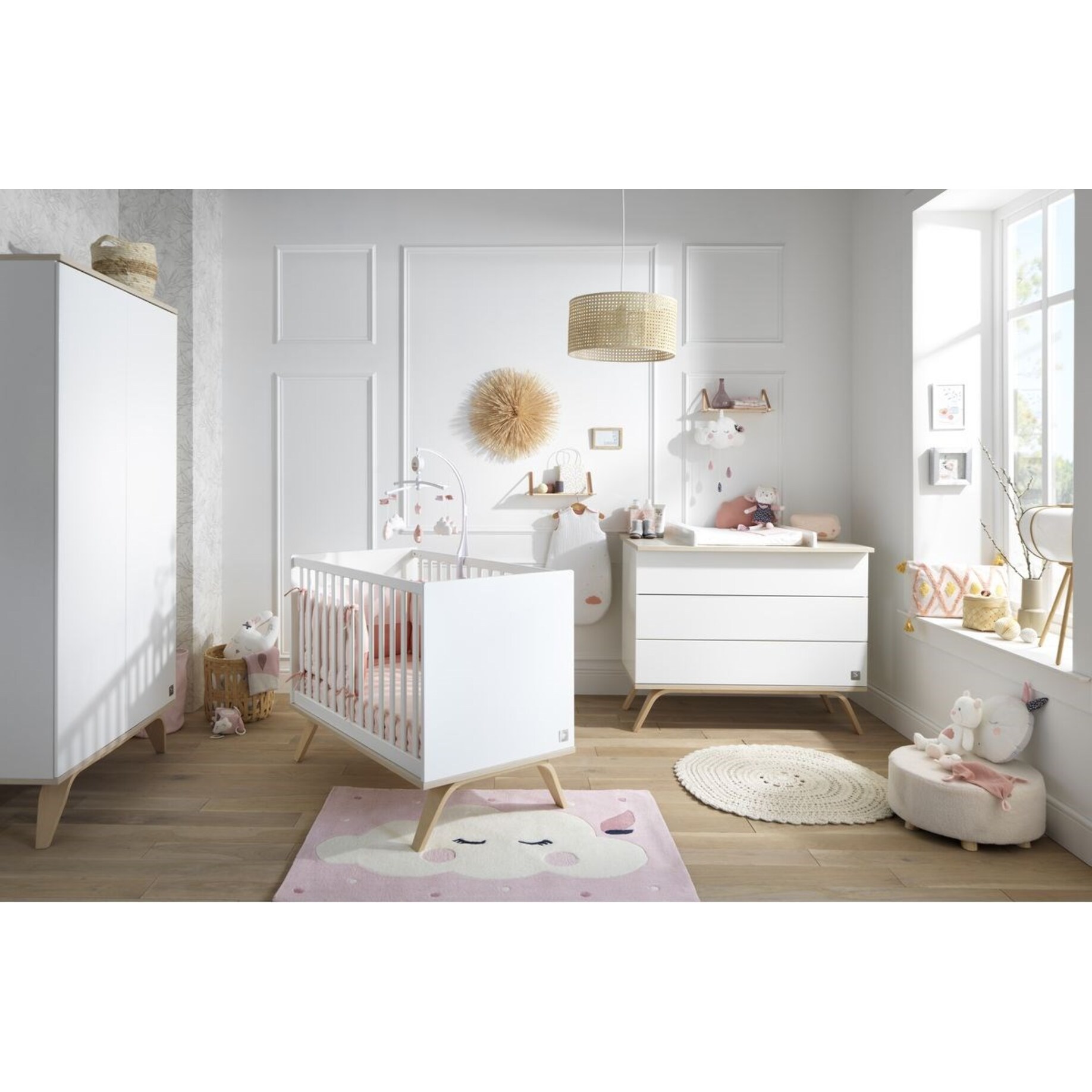 Commode 3 tiroirs en bois blanc