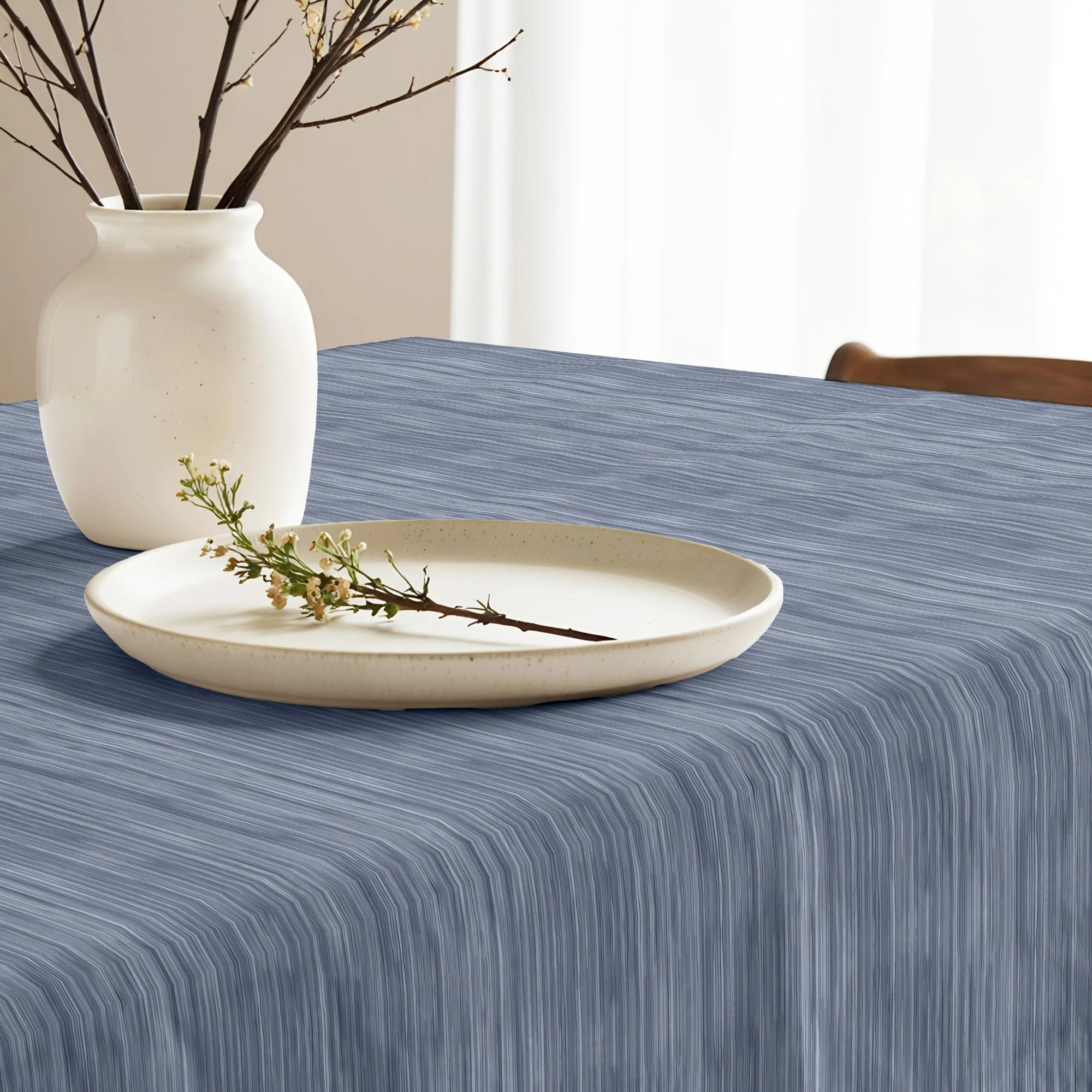 Nappe anti-taches 100 % coton Lesa 125 Steel Blue