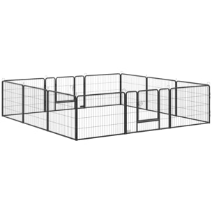 Parque para Perros de 12 Paneles Parque de Juegos de Bricolaje para Mascotas con 2 Puertas Corralito para Perros para Exterior Interior Acero 80x60 cm Negro