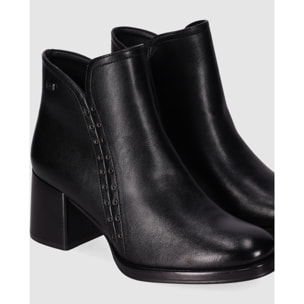 Botines de Piel Sintética - Negro - Tacón: 6 cm